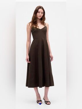 GAP Brown Linen Spaghetti-Strap Maxi Dress medium regular 848143